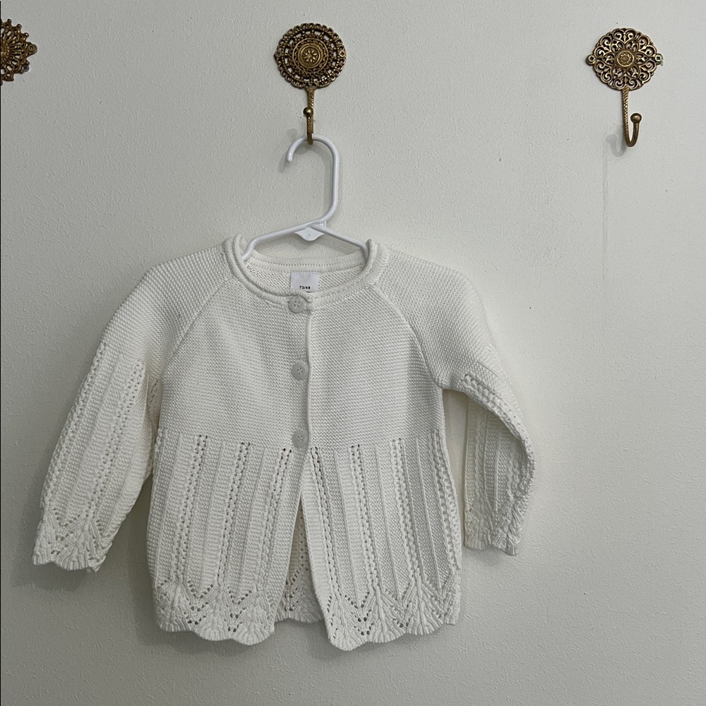 White Knit Baby Cardigan NWT